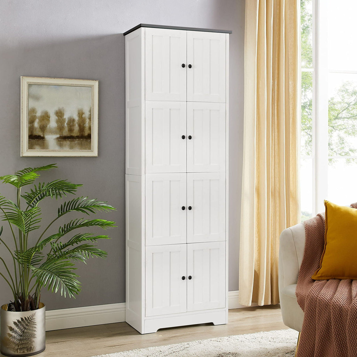 Tall Storage Cabinet with 8 Doors and 4 Shelves - White or Dark Brown, photo 21 of 23