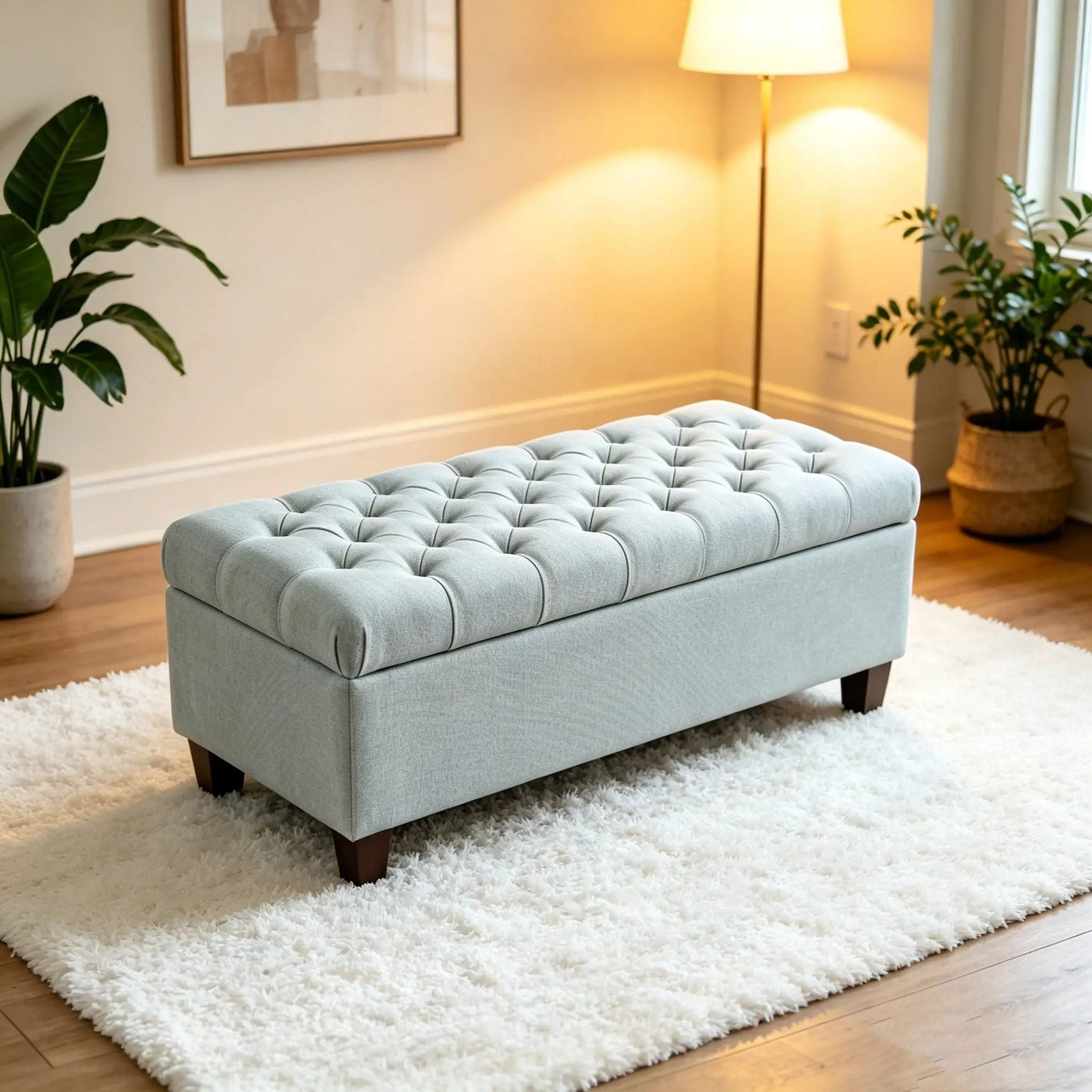 Storage Ottoman Bench With Safety Hinges by HouseOfZazla