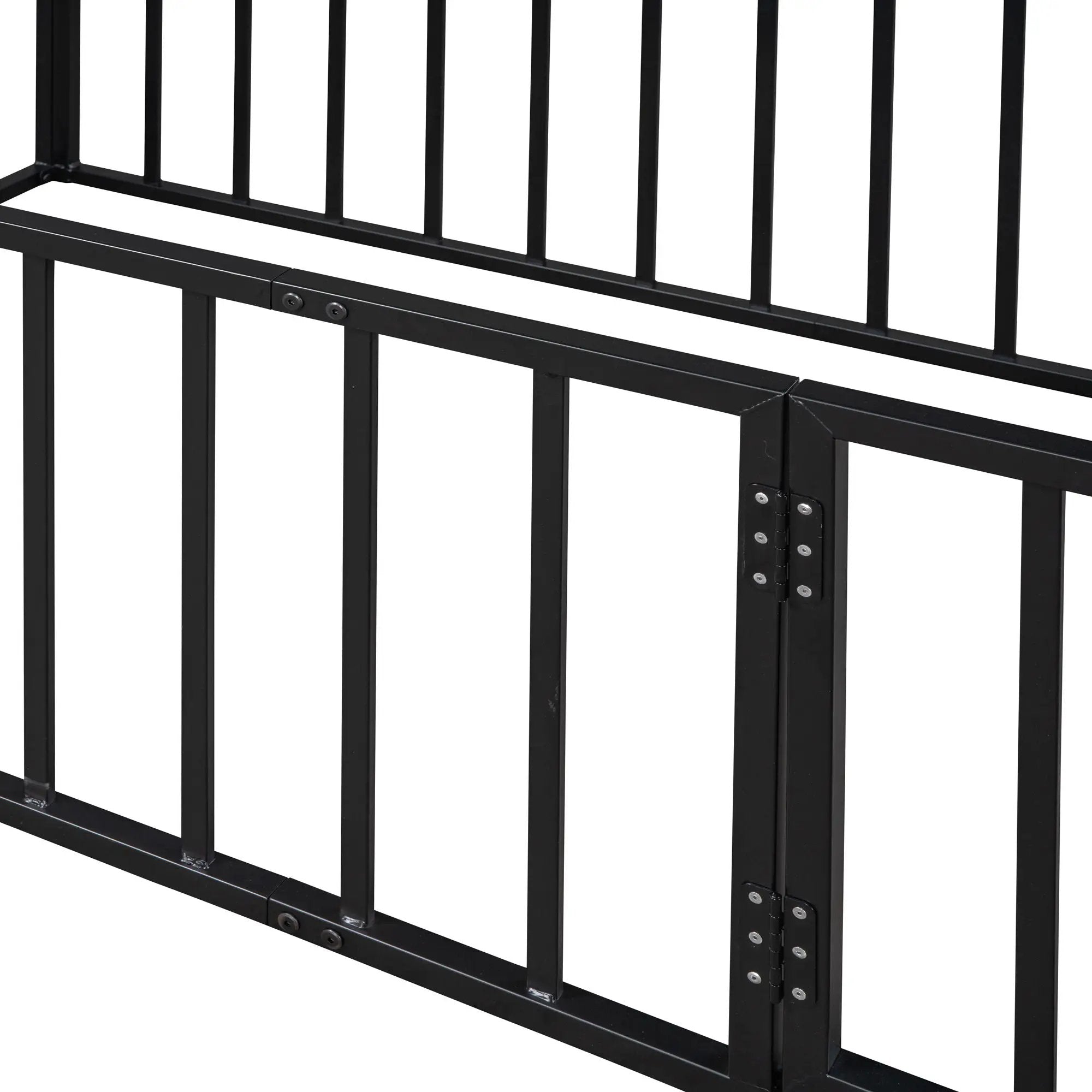 Metal Floor Bed Frame With Fence And Door by HouseOfZazla