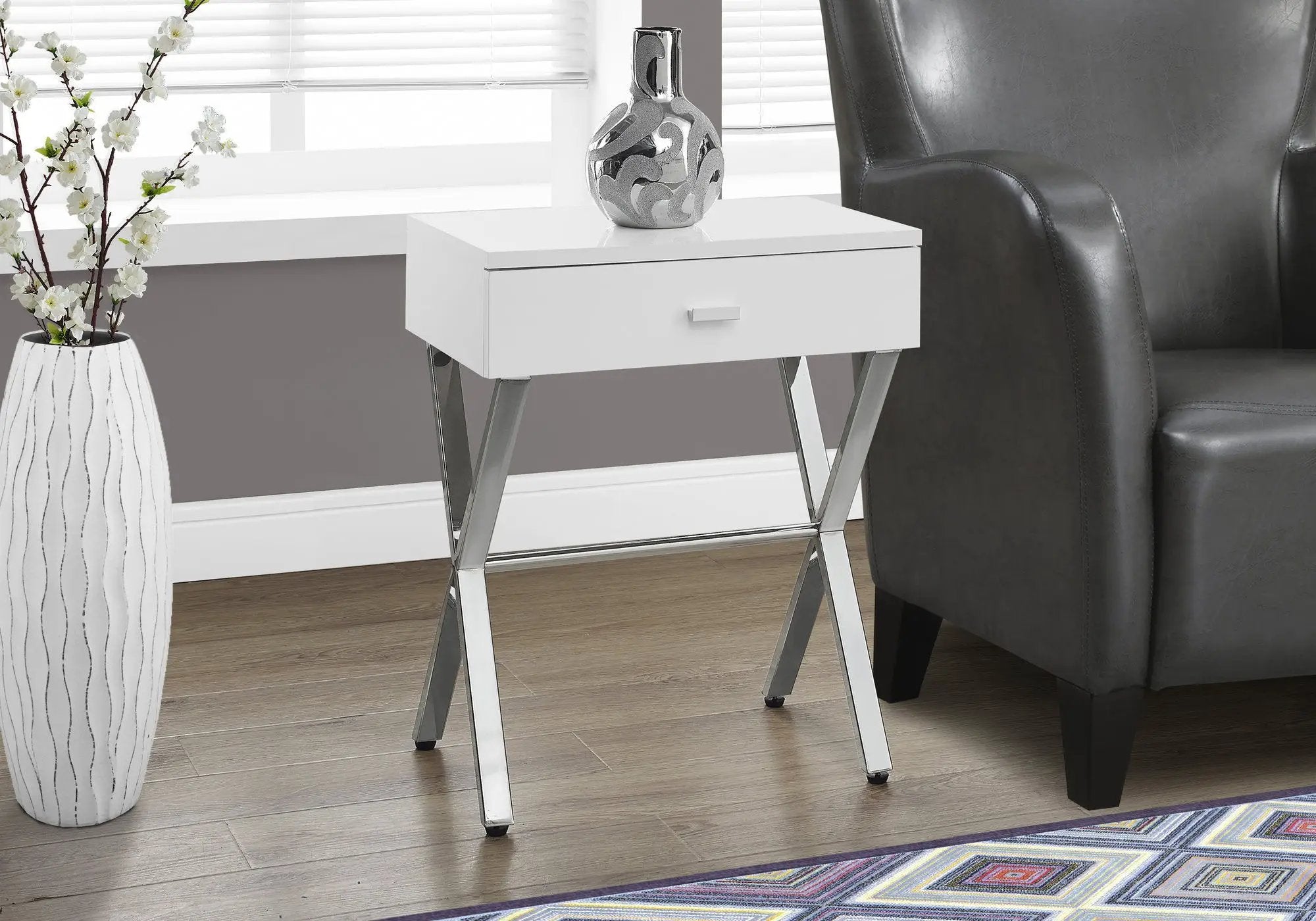 Accent Side X Table, Storage Drawer, Contemporary & Modern by Unique Piece Furniture