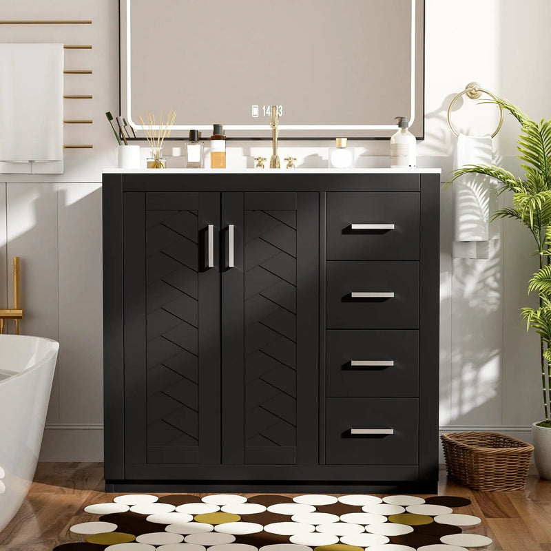 Bathroom Vanity With Sink Combo, Storage Cabinet, Freestanding Set With 3 Drawers & Soft Closing Doors by Unique Piece Furniture