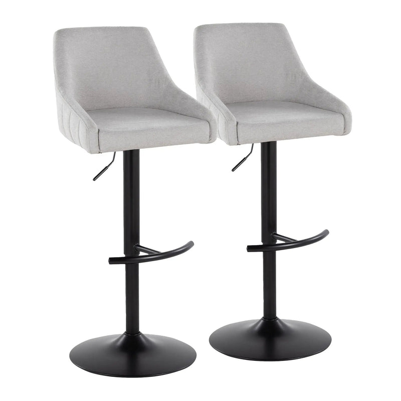 Hannah - Transitional Adjustable Barstool With Swivel With Rounded T Footrest (Set of 2) by HouseOfZazla