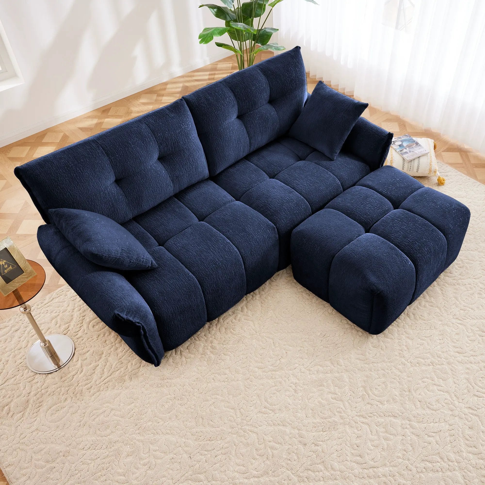 Sofa Set With Ottoman And Pillows, Textured, High Resilience Cushions by Unique Piece Furniture