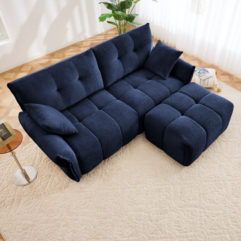Sofa Set With Ottoman And Pillows, Textured, High Resilience Cushions by HouseOfZazla