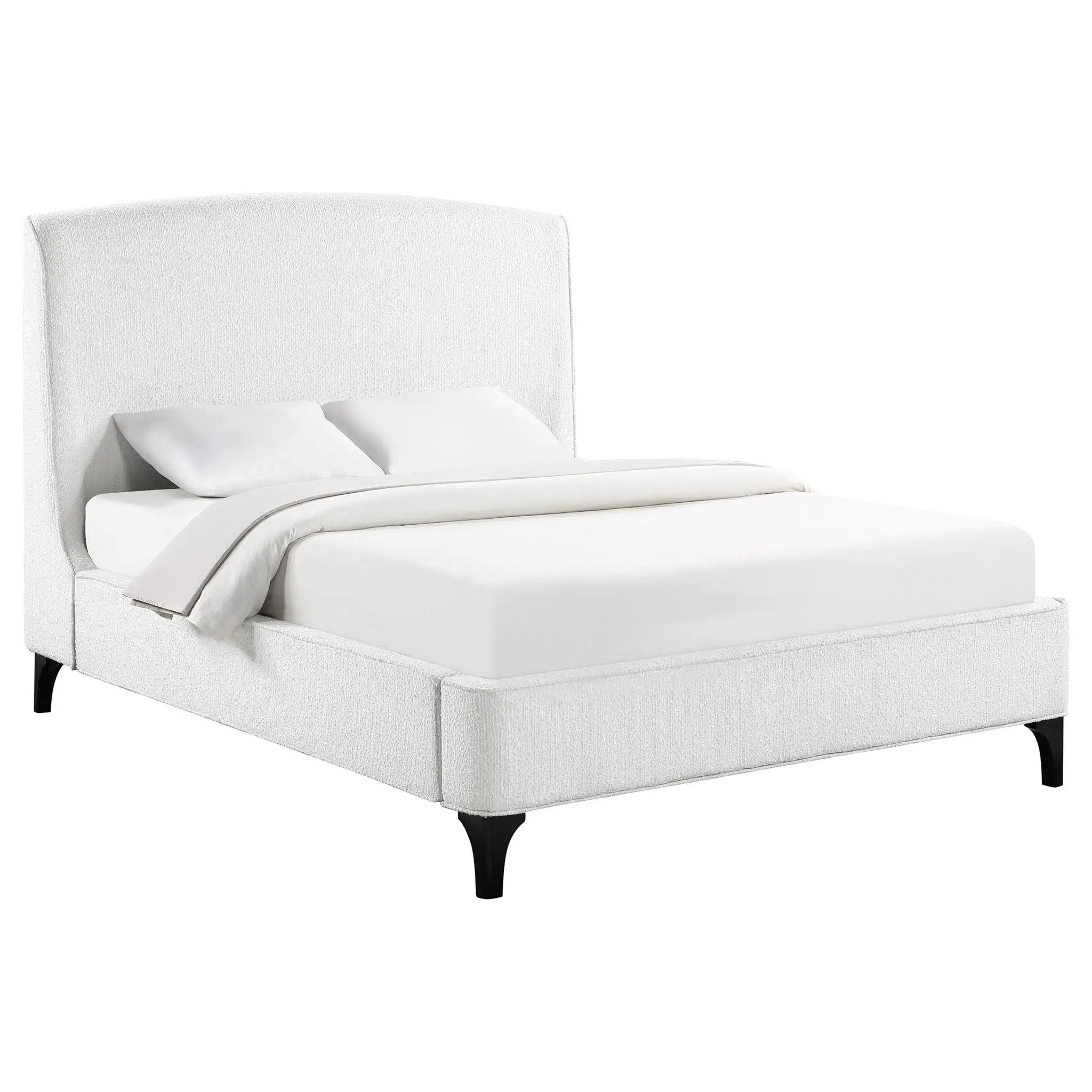 Mosby Upholstered Eastern King Wingback Bed Snow by Unique Piece Furniture