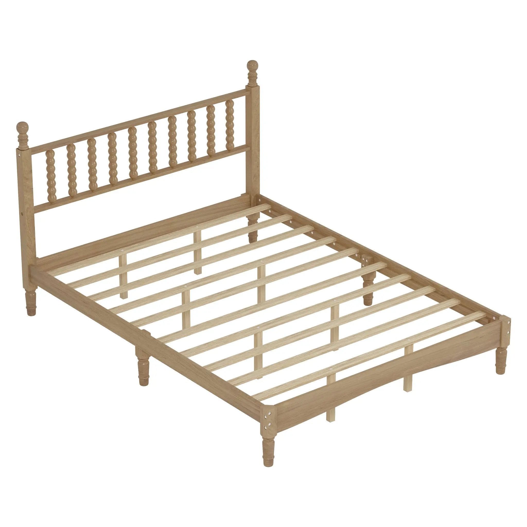 Queen Size Wood Platform Bed with Gourd Shaped Headboard by HouseOfZazla