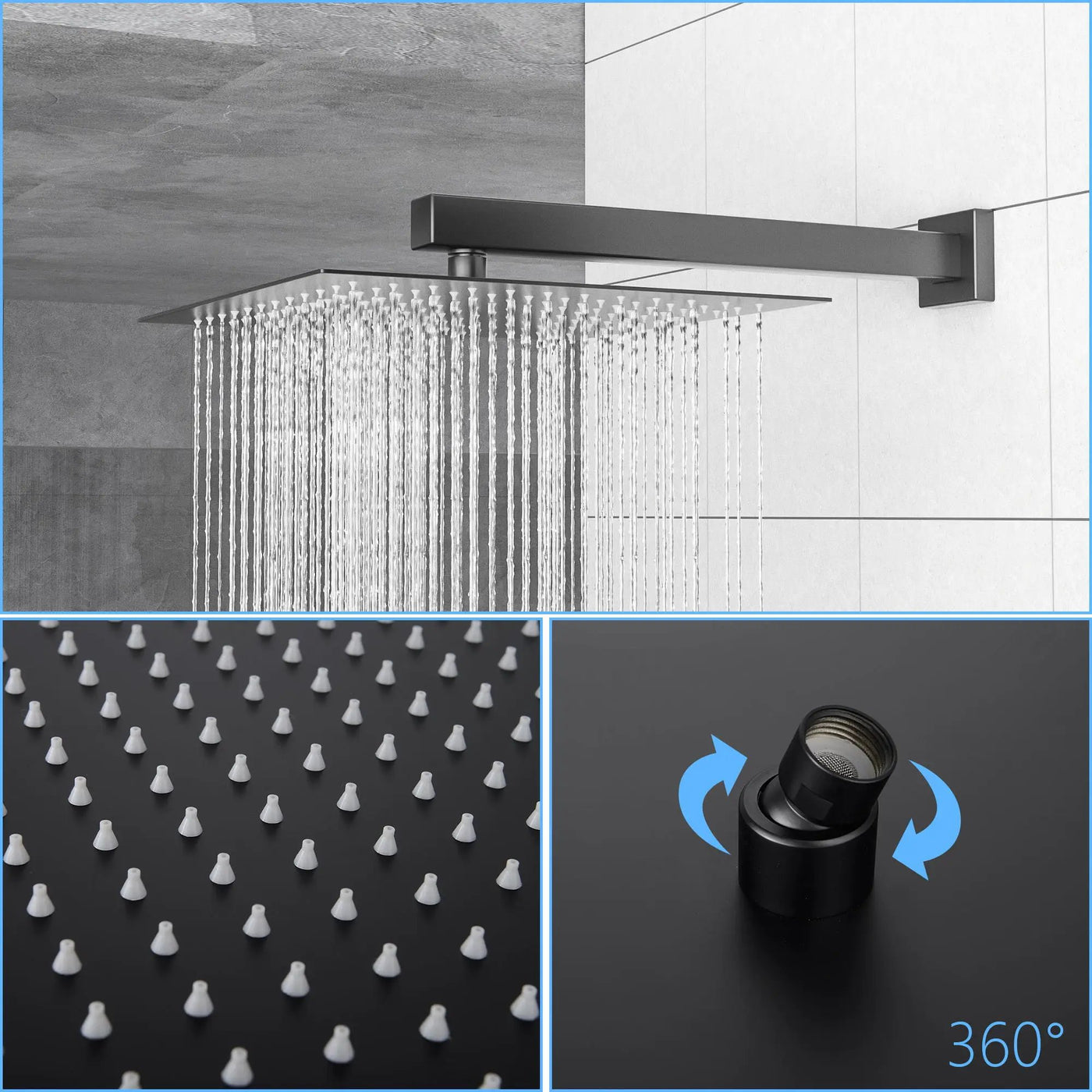 Modern Shower System With Adjustable Slide Bar, Stainless Steel And Brass Construction by HouseOfZazla