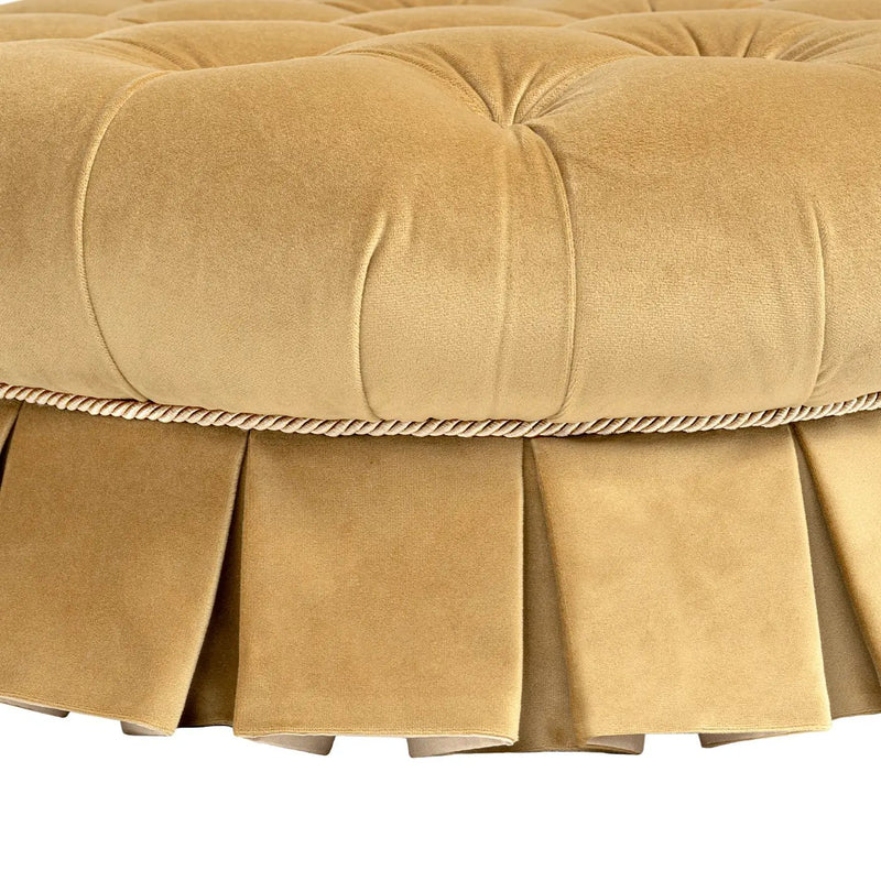 Roquefort 24.5" Round Tufted Velvet Pet Bed with Box-Pleated Skirt by HouseOfZazla