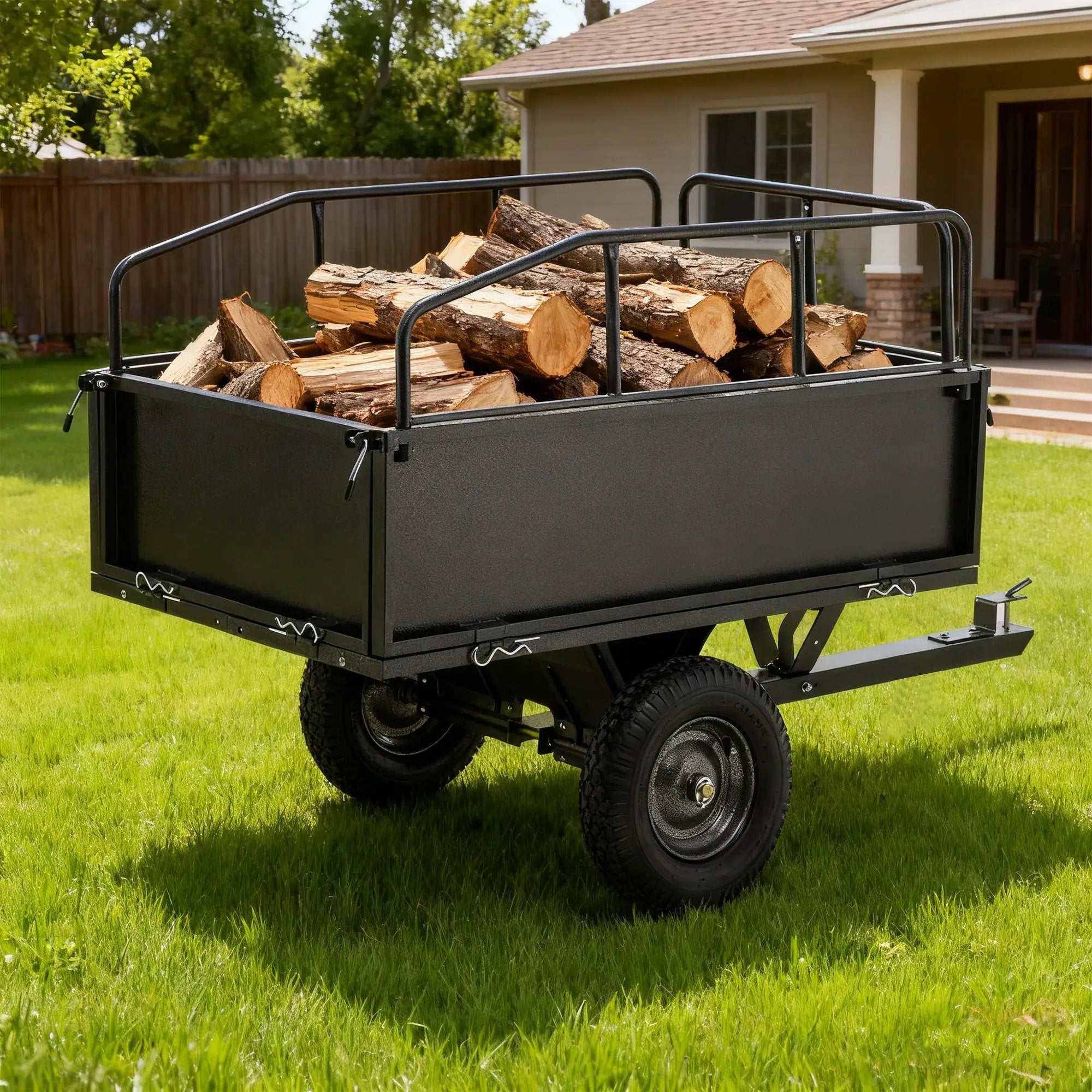 600LBS Heavy Duty Steel Dump Cart Trailer, 17 Cu.Ft. by HouseOfZazla