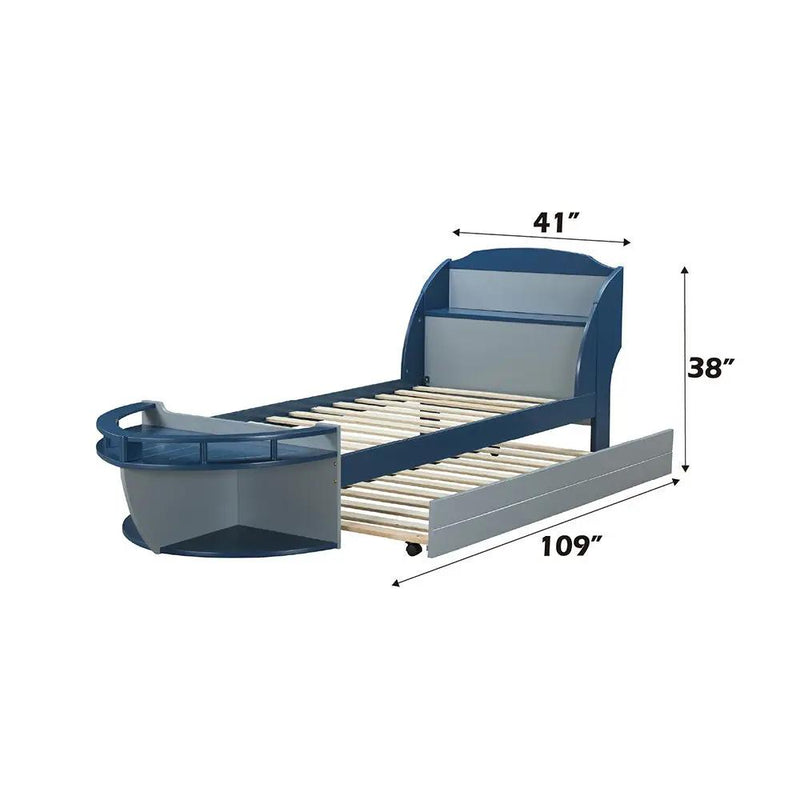 Neptune II - Twin Bed - Gray / Navy by Unique Piece Furniture