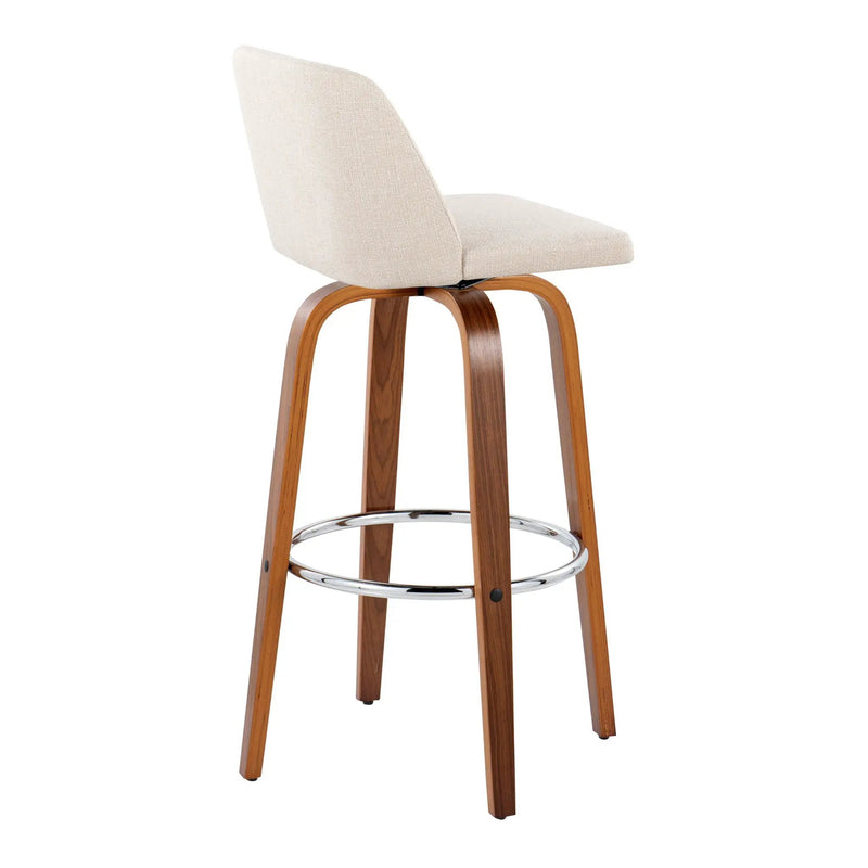 Toriano - Mid Century Modern Fixed Height, Barstool With Swivel With Round Footrest (Set of 2) by Unique Piece Furniture