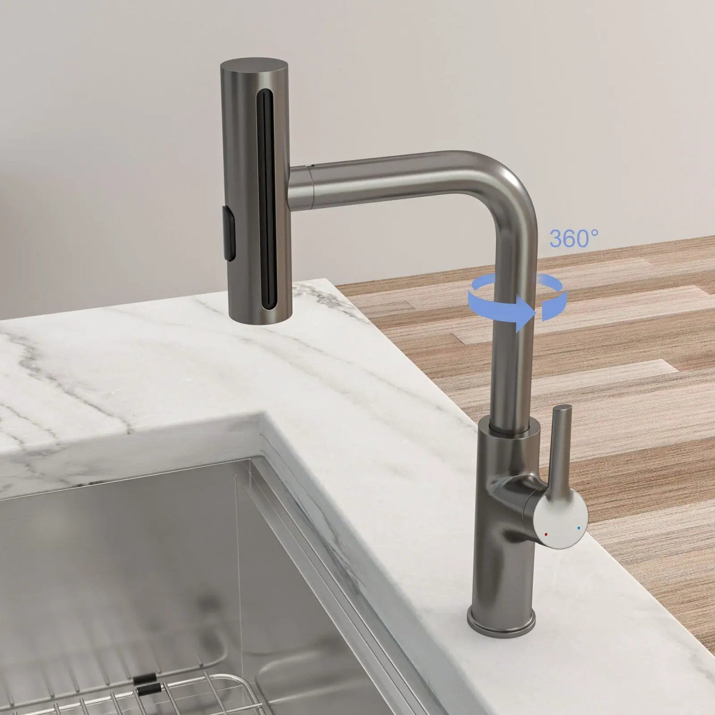 360° Pull Down Kitchen Faucet With 4 Spray Modes by HouseOfZazla