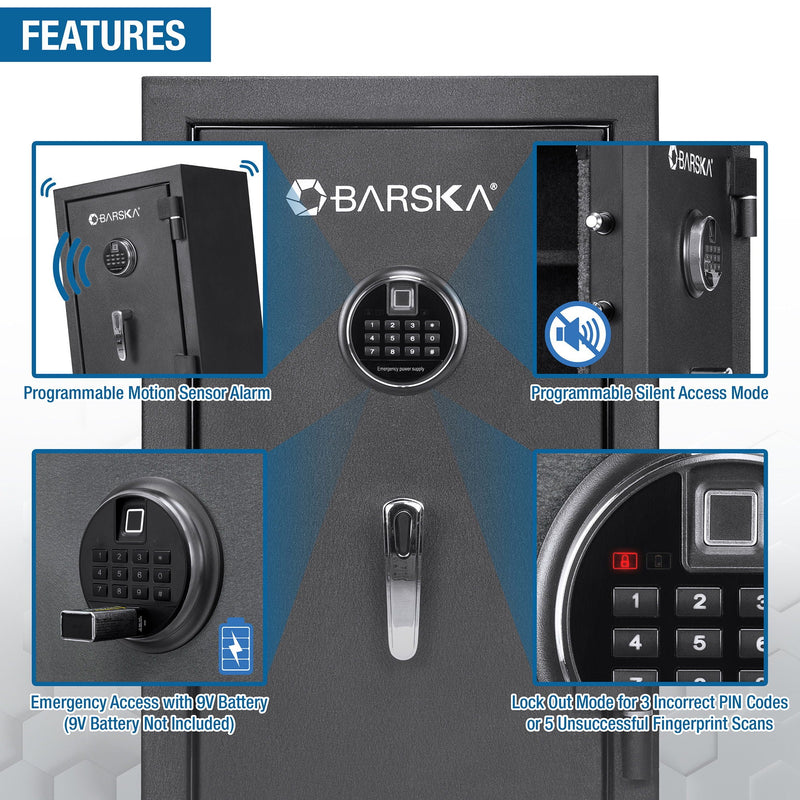 2.02 Cubic Ft Biometric Keypad Fire Resistant Safe - Black by HouseOfZazla