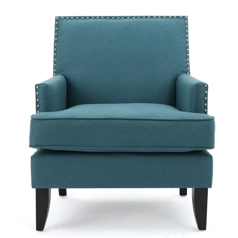 Serenada Upholstered Fabric Club Chair With Nailhead Trim And Tapered Birch Legs by HouseOfZazla