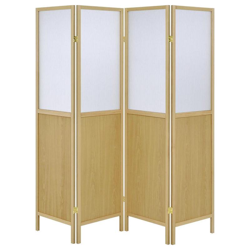Mattison 4-Panel Room Divider Folding Shoji Screen Natural by Unique Piece Furniture