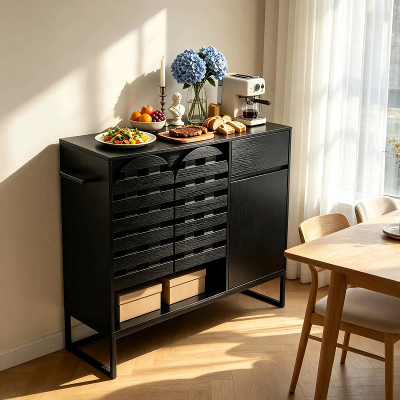 Buffet Cabinet with Storage and Woven Doors by HouseOfZazla