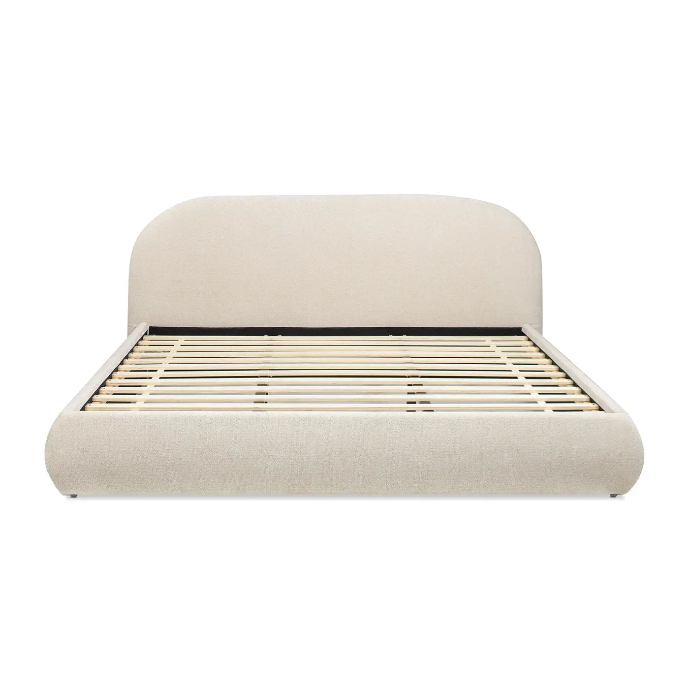Archie Puffy Grounded Upholstered Platform Bed - Oatmeal Light by HouseOfZazla