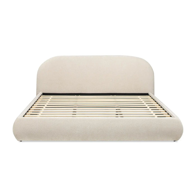 Archie Puffy Grounded Upholstered Platform Bed - Oatmeal Light by HouseOfZazla