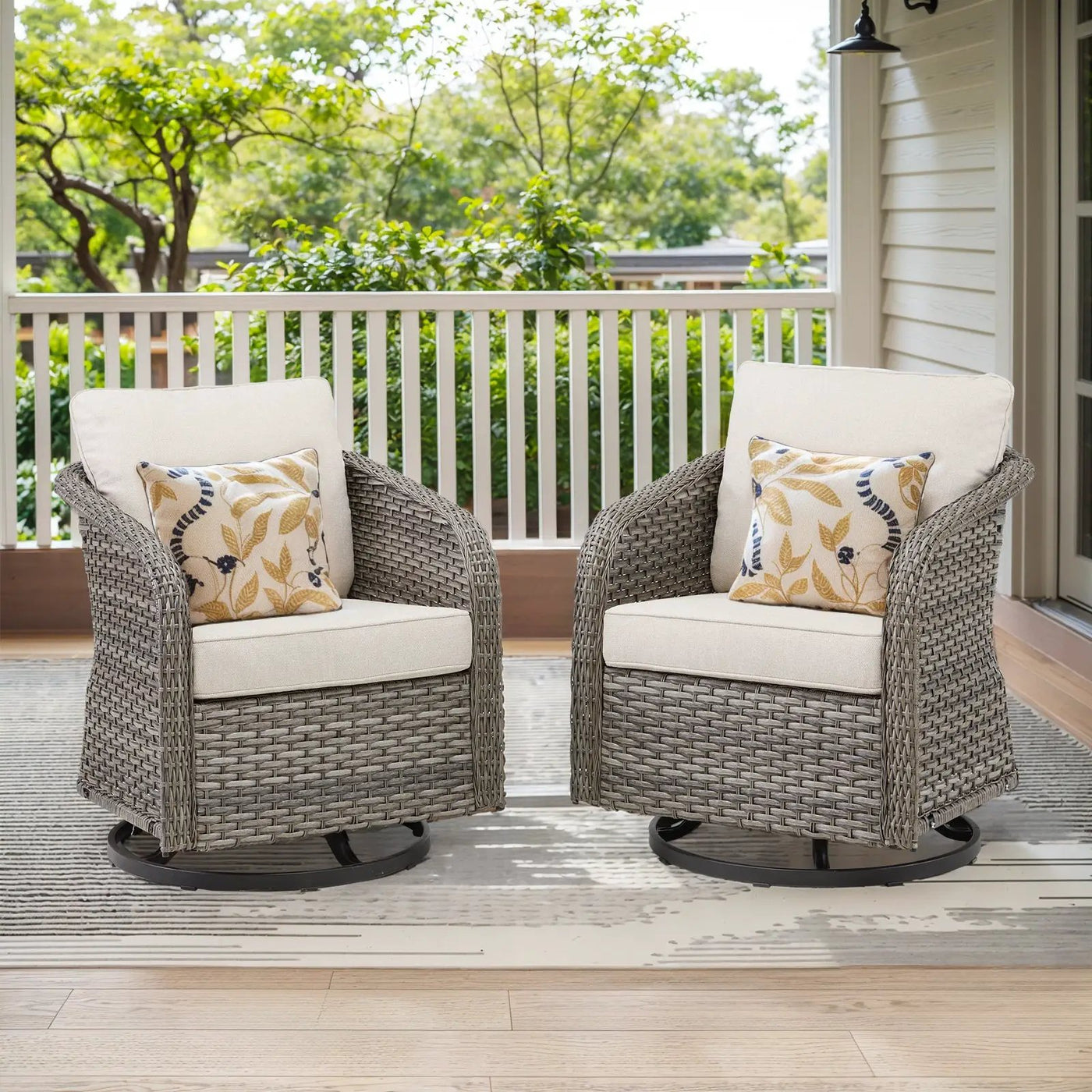 Outdoor Swivel Rocking Wicker Chairs Set of 2 by HouseOfZazla