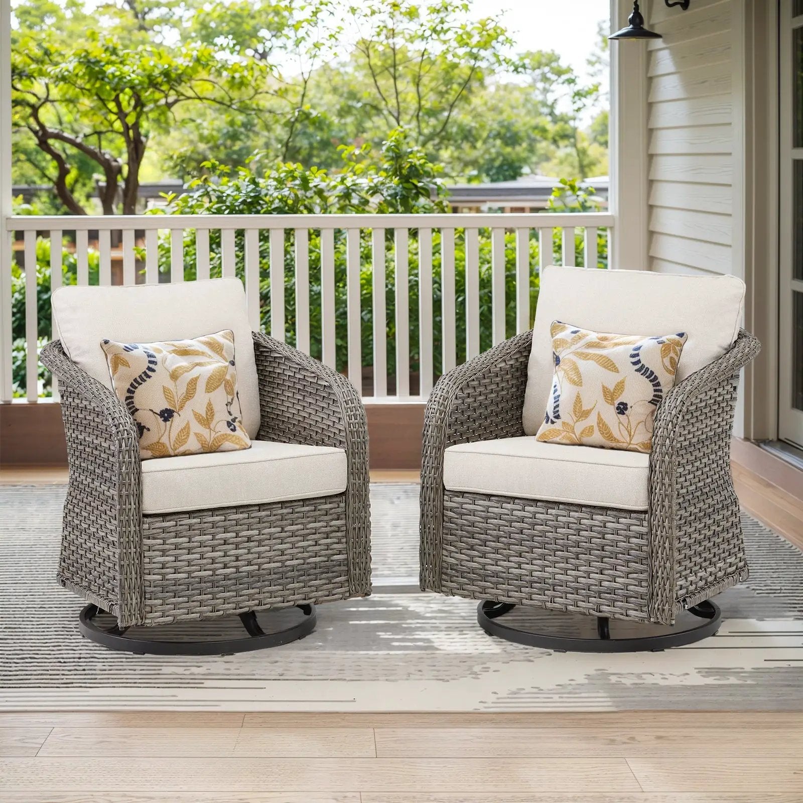 Outdoor Swivel Rocking Wicker Chairs Set of 2 by HouseOfZazla