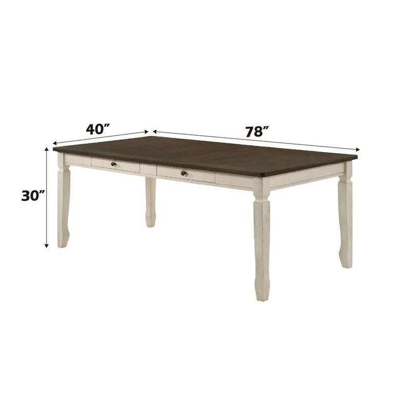 Fedele - Dining Table - Weathered Oak & Cream by Unique Piece Furniture