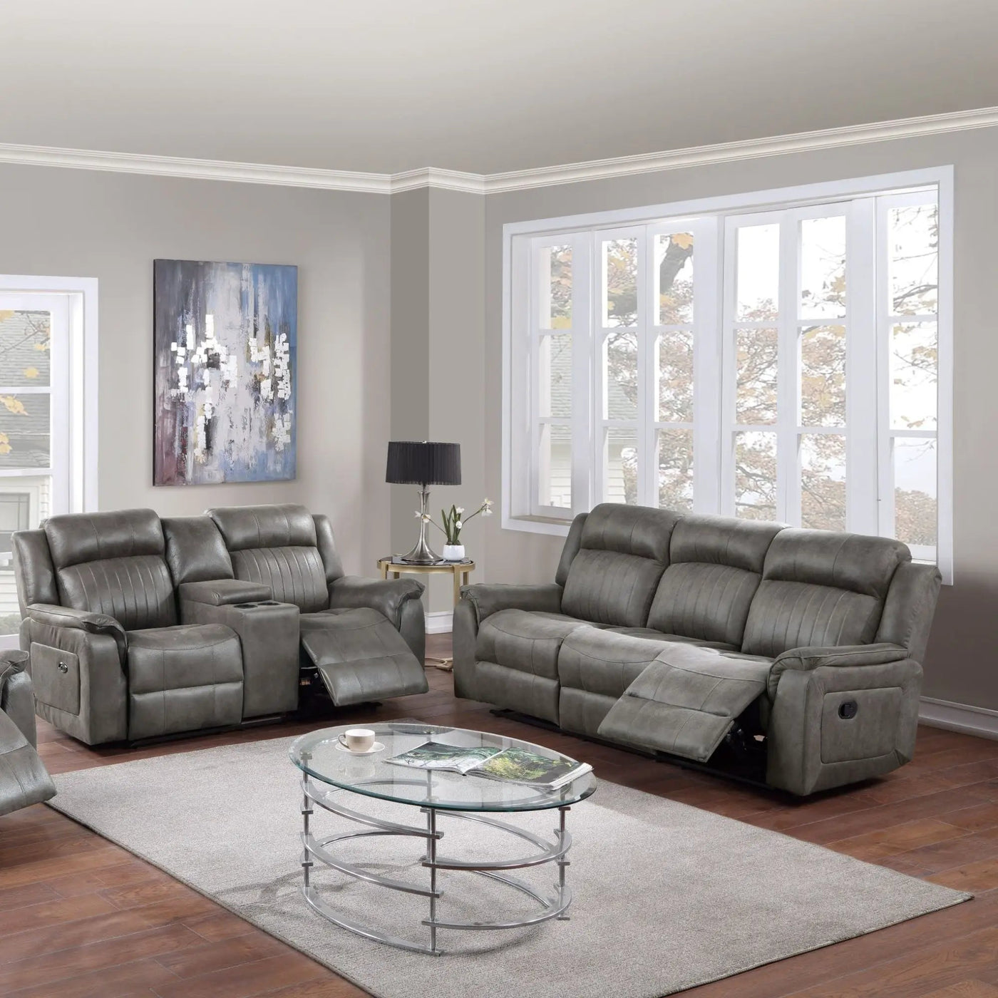 Contemporary Living Room Set, Horizontal And Vertical Tufting by HouseOfZazla