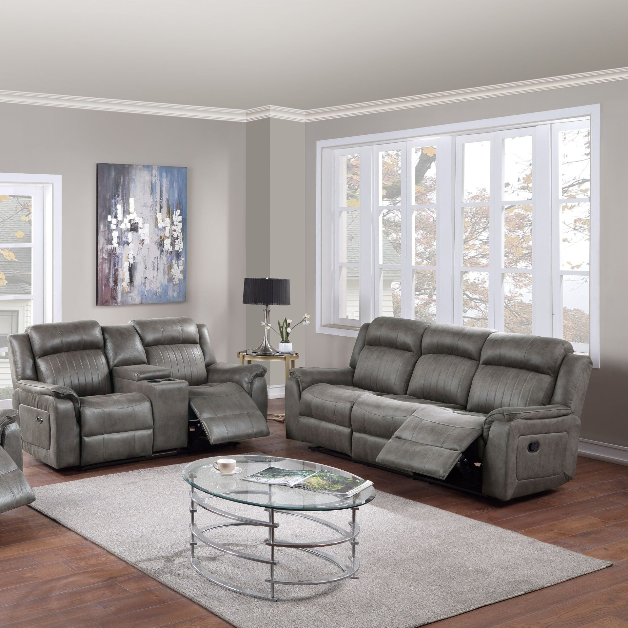 Contemporary Living Room Set, Horizontal And Vertical Tufting by HouseOfZazla