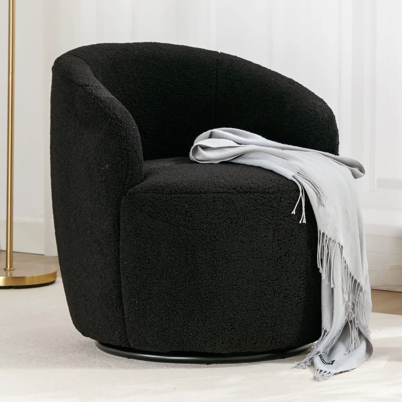 Teddy Fabric Swivel Accent Armchair Barrel Chair by HouseOfZazla