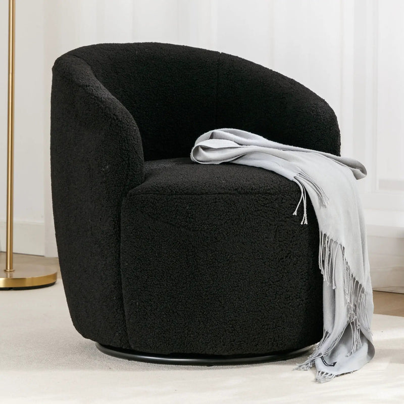 Teddy Fabric Swivel Accent Armchair Barrel Chair by HouseOfZazla