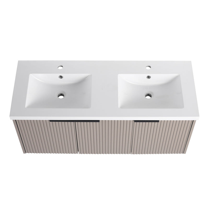 Contemporary Wall Mounted Bathroom Vanity With Resin Double Sink by HouseOfZazla