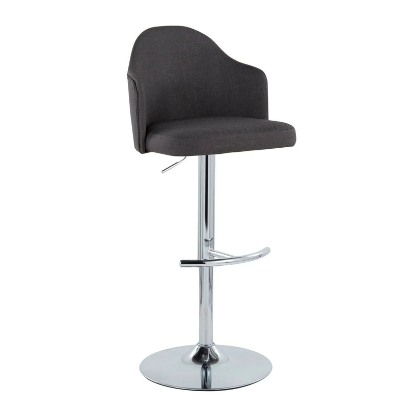 Ahoy - Contemporary Adjustable Barstool With Swivel With Rounded T Footrest (Set of 2) by HouseOfZazla