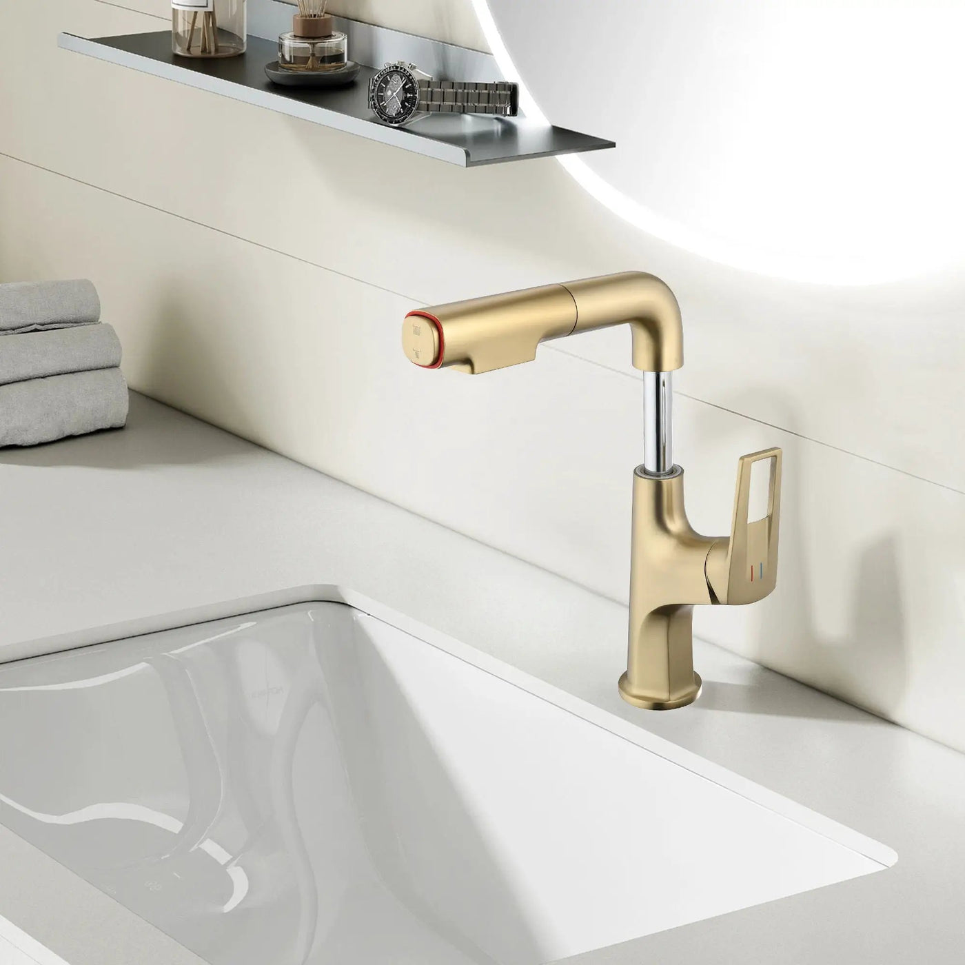 Pull Down Vessel Faucet With Lift Spout & Dual Spray Modes by HouseOfZazla