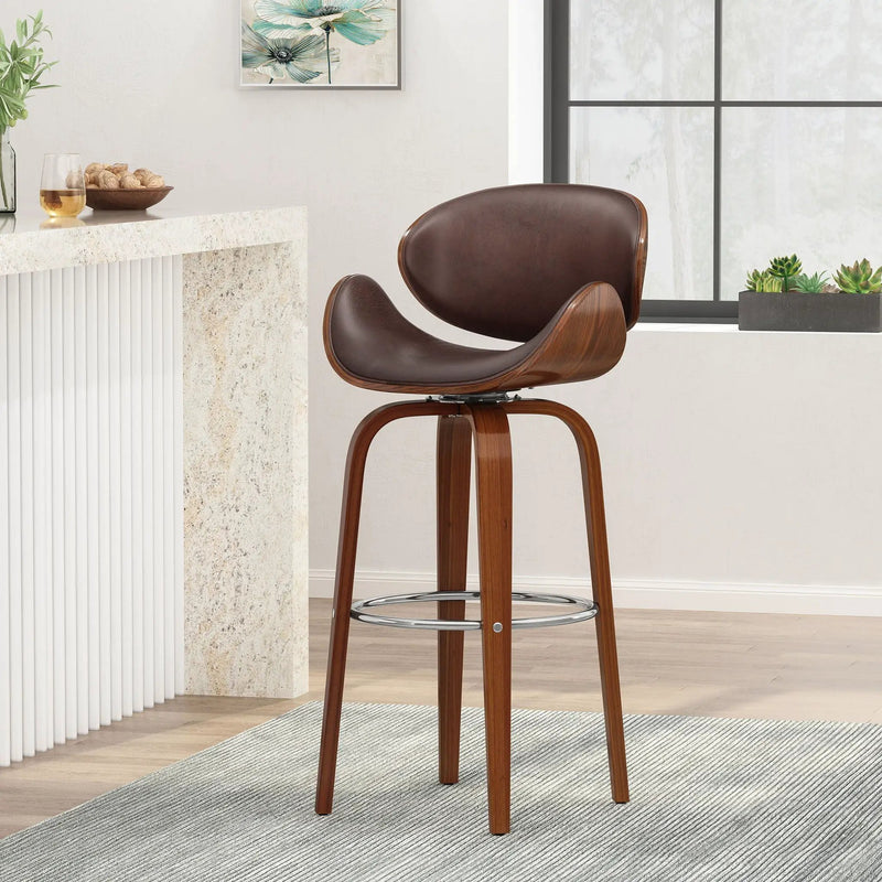 Lumos Mid Century Modern Upholstered Swivel Barstool by HouseOfZazla