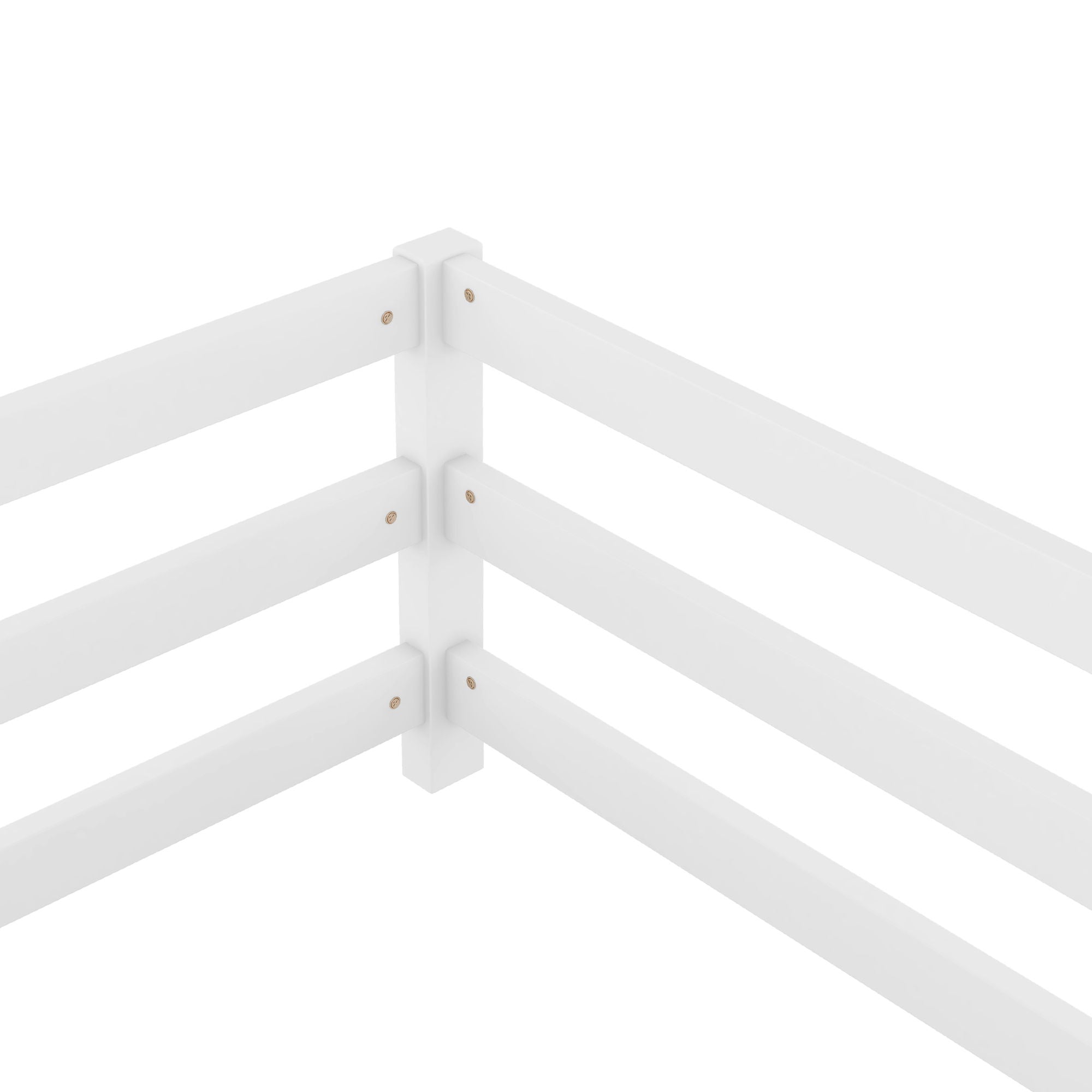 Twin Size Montessori Floor Bed With Fence - White by HouseOfZazla