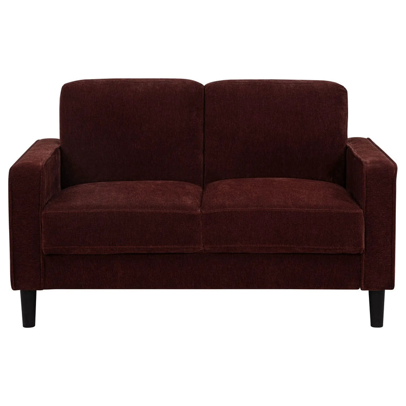 Ruth Fabric Upholstered Track Arm Loveseat Rust Red by Unique Piece Furniture
