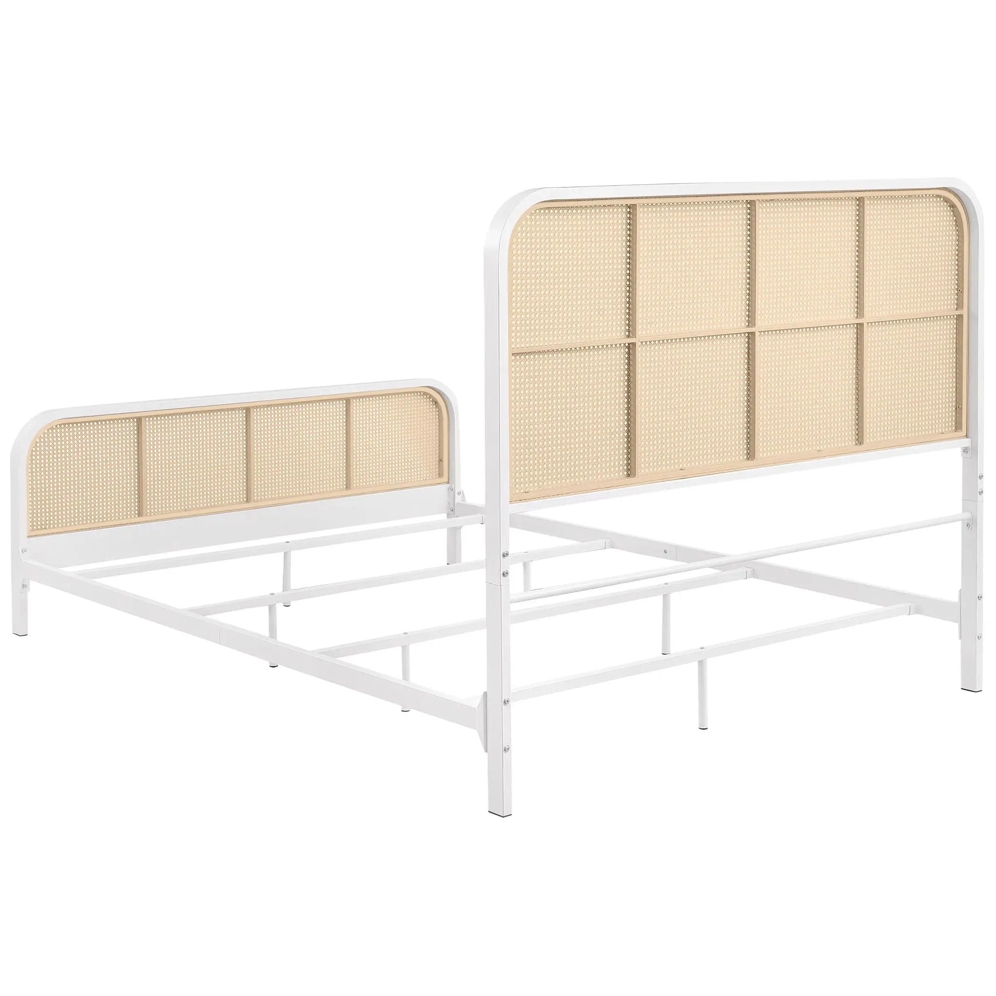 Lanewood Open Cane Webbing Metal Queen Bed White by Unique Piece Furniture