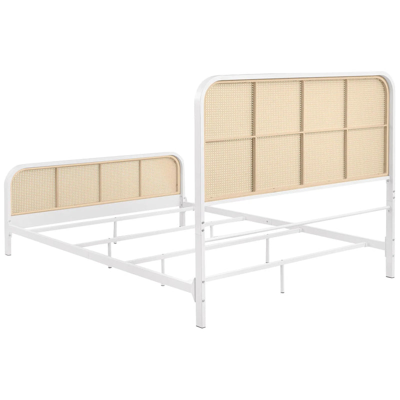 Lanewood Open Cane Webbing Metal Queen Bed White by Unique Piece Furniture