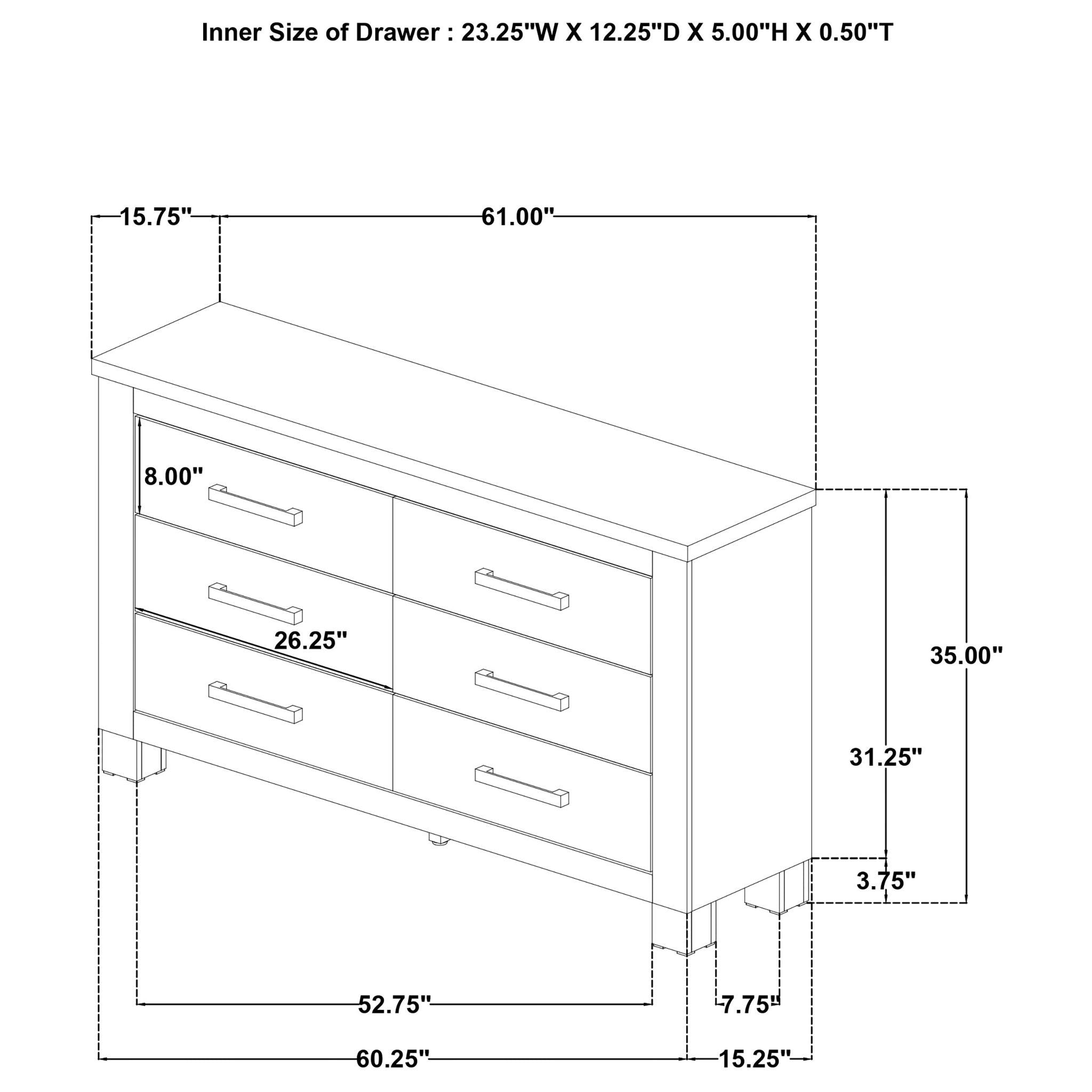 Sansome - 6 Drawer Bedroom Dresser With Pulls - Oak by HouseOfZazla