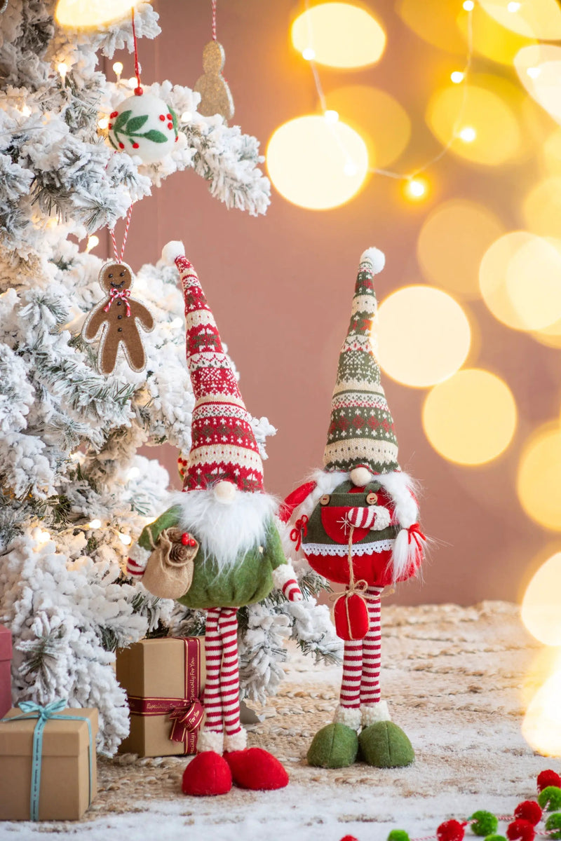Set of 2 Fabric Standing Holiday Gnomes by HouseOfZazla