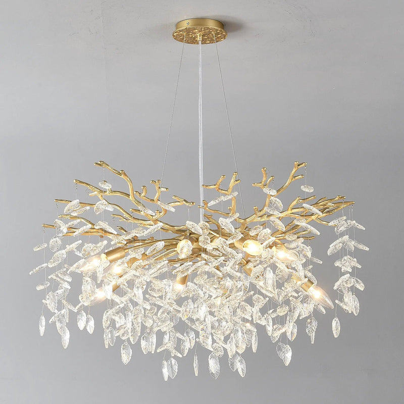 8-Light Crystal Gold Chandelier for Dining Room and Kitchen Island by HouseOfZazla