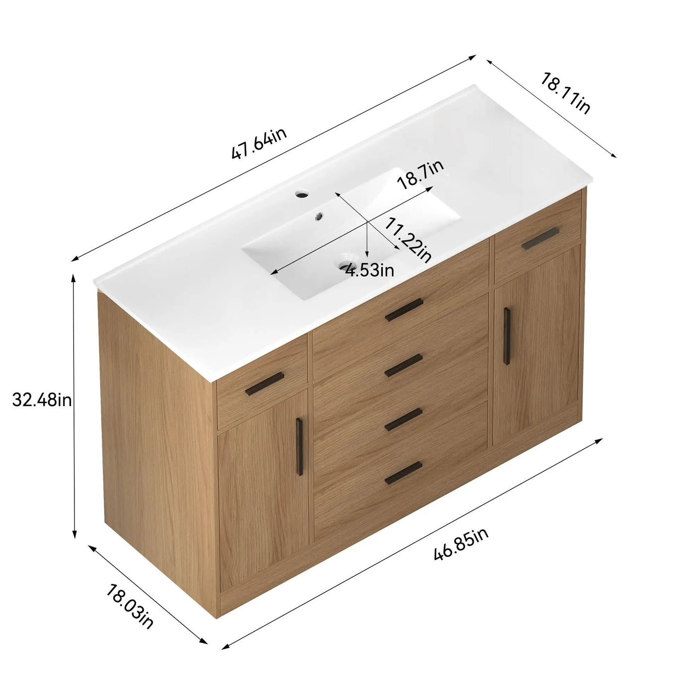 Bathroom Vanity With Abundant Storage 2 Soft Close Doors And 6 Drawers by HouseOfZazla