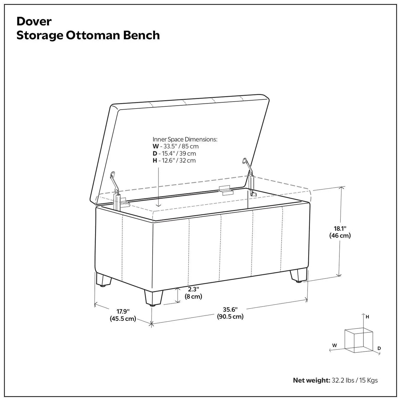 Dover - Multifunctional Storage Ottoman Bench by Unique Piece Furniture
