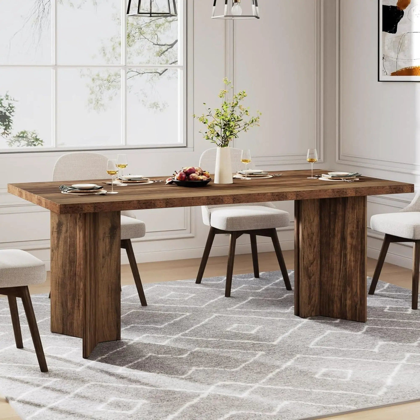 Dining Table For 4 - 6 People, Kitchen Table With Thick Top by HouseOfZazla