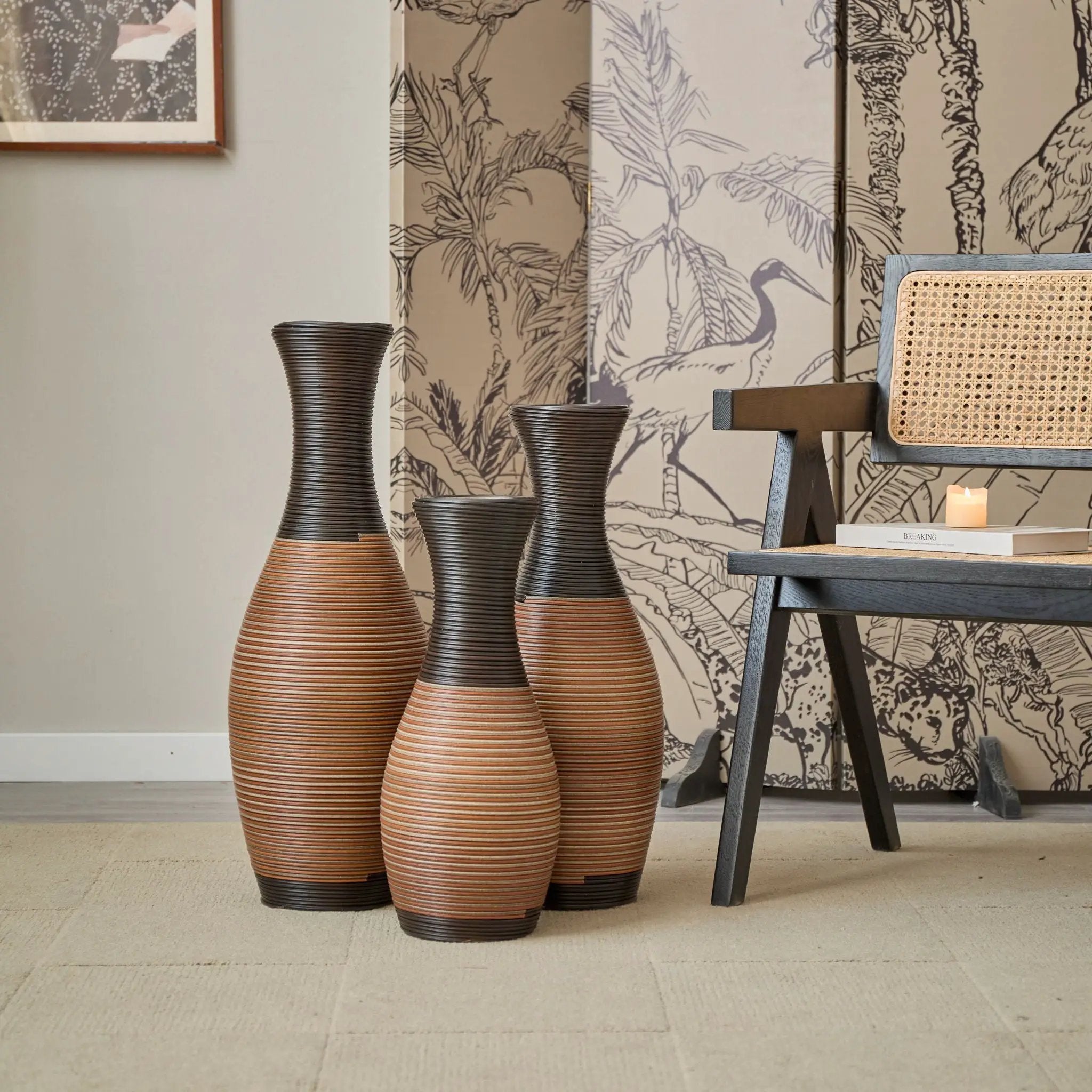 Designer Floor Vases, Large Vases For Home Decor Flooring (Set of 3) by Unique Piece Furniture