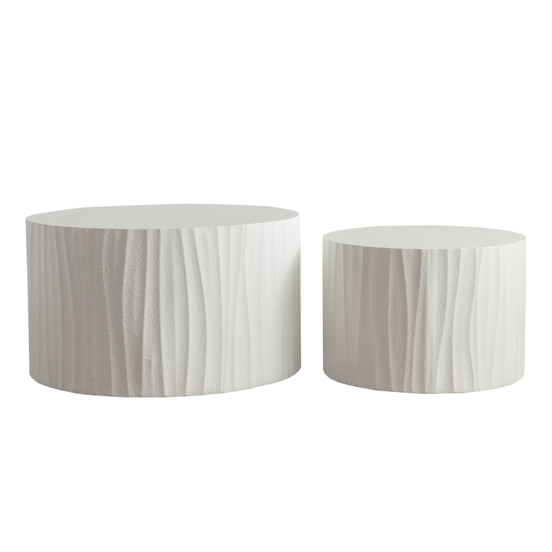 Nesting Coffee Table Set of 2 Round Wooden Tables by HouseOfZazla