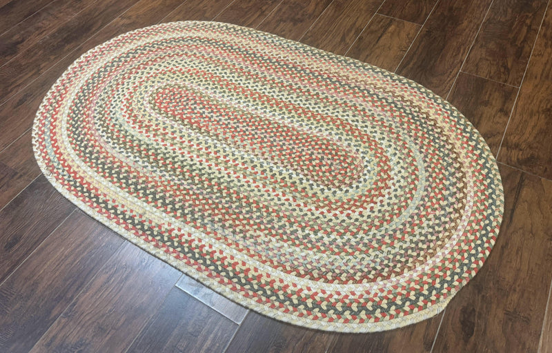 Braided American Oval Rug 3x5, Multicolor, Hand Braided by Jewel Rugs