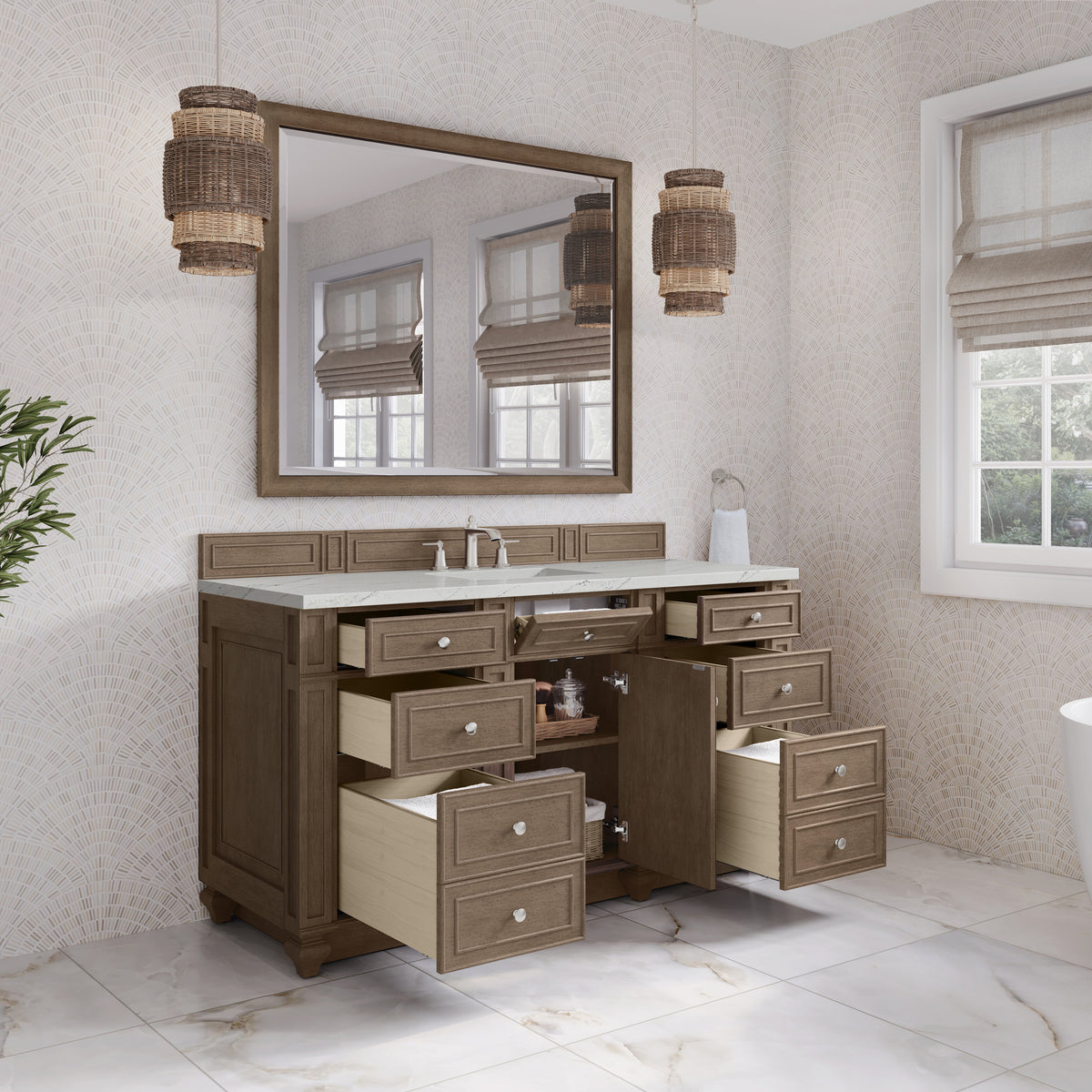 James Martin Bristol 60" Single Bathroom Vanity, Whitewashed Walnut, view 36