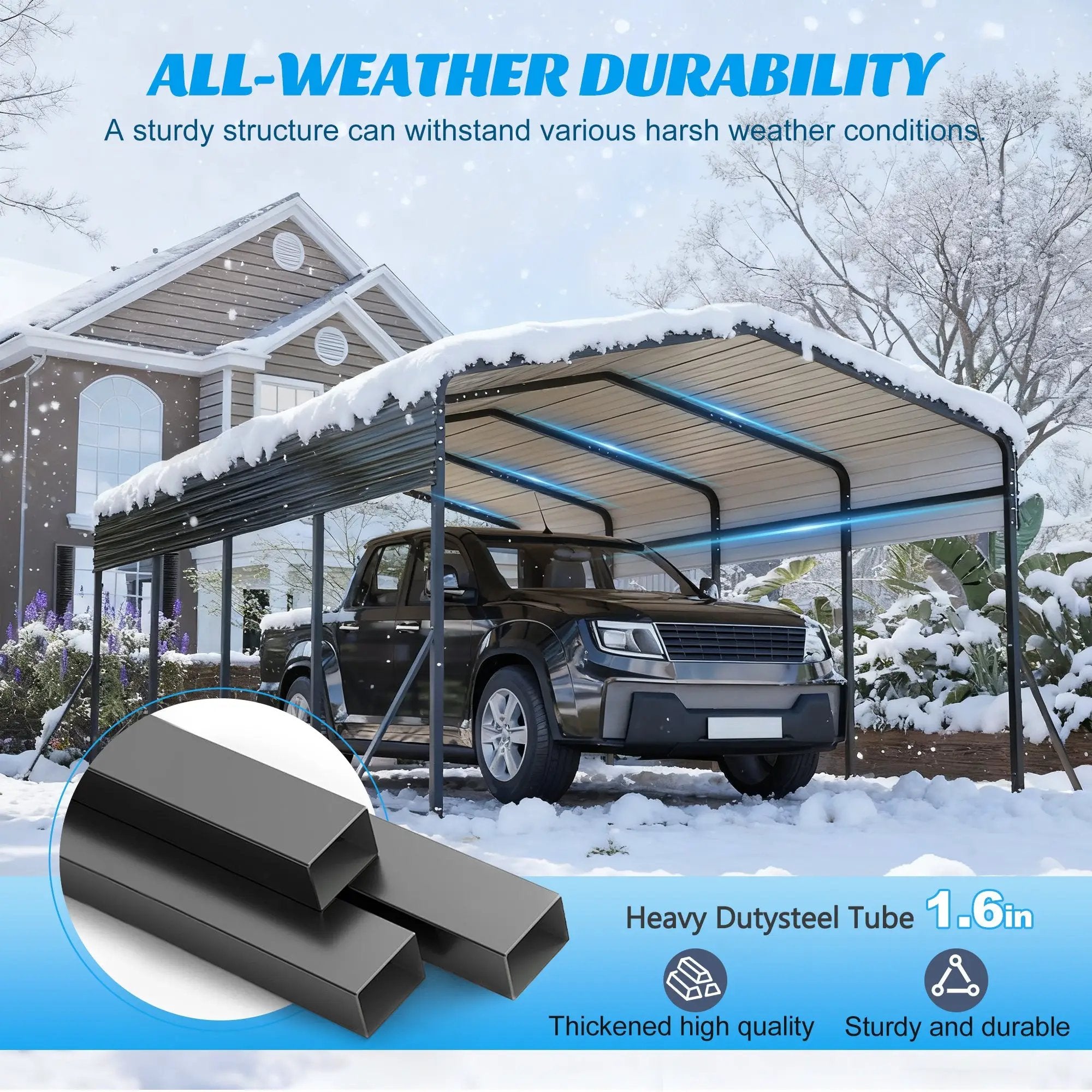 13x20 FT Metal Carport with Upgraded Frame by HouseOfZazla