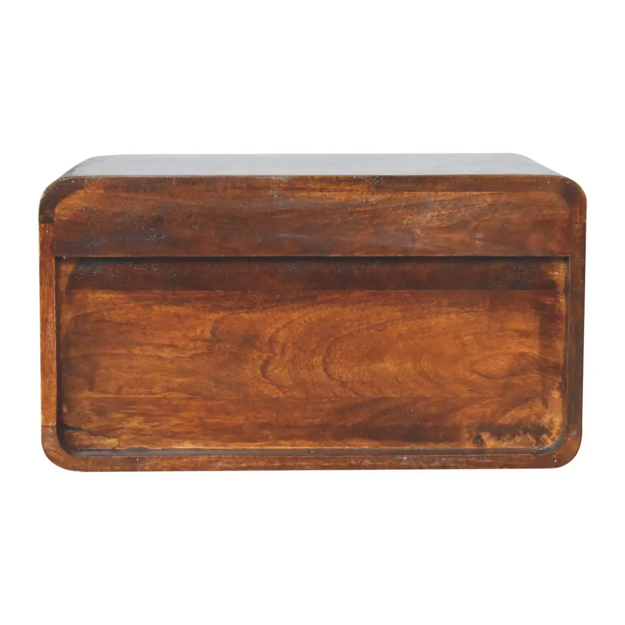 Solid Wood Large Curve Floating Bedside, 1-Drawer, 1 Open Slot, Chestnut by HouseOfZazla