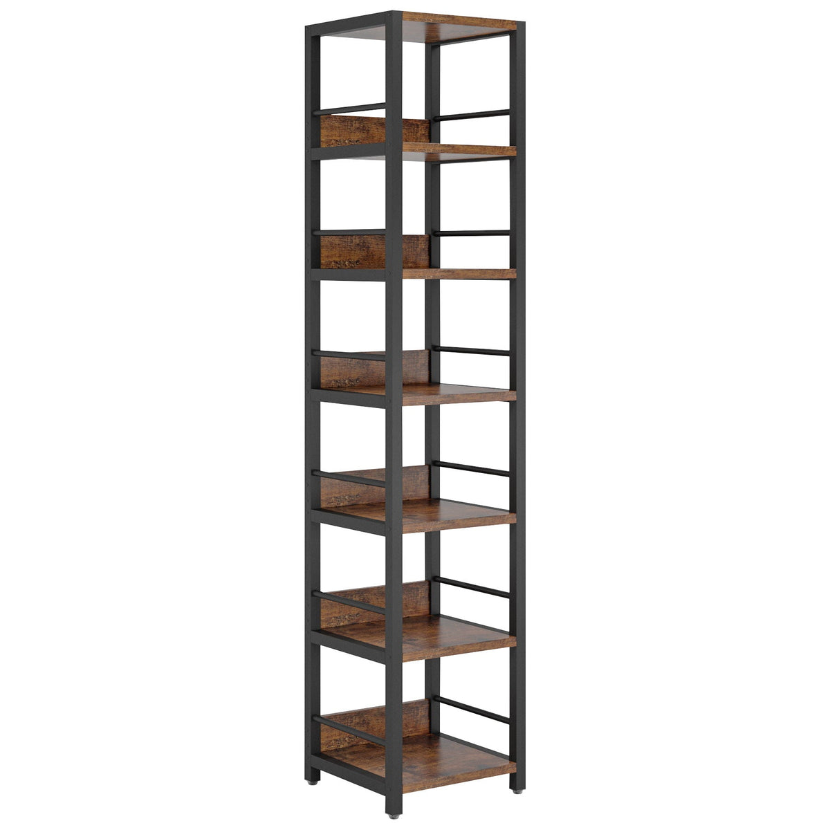 Tall 6 Tier Corner Shelf with Storage - Rustic Brown, photo 8 of 10
